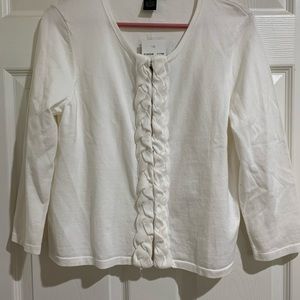 White cardigan sweater